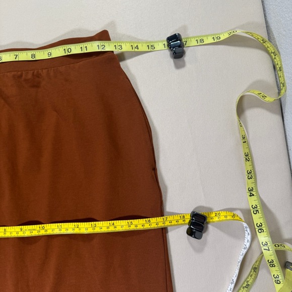 Uniqlo Mame Kurogouchi AIRism Cotton Slit Pencil Skirt Brown Small Modern NWT - Picture 2 of 12